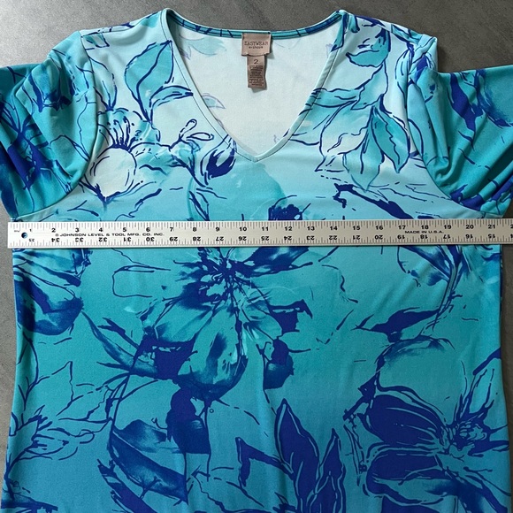 Easywear By Chico’s Blue Floral Ombré Asymmetrical Hem‎ Tunic Women’s Large 2 - Picture 8 of 8